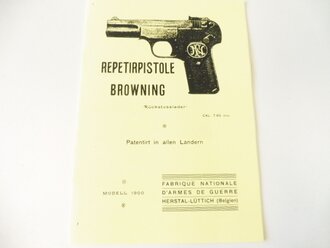 REPRODUKTION, Repetirrpistole Browning, Maße A5, 16...