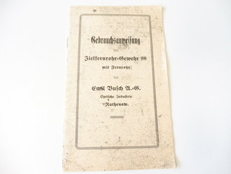 REPRODUKTION, Gebrauchsanweisung für Zielfernrohr-Gewehr 98 mit Fernrohr, 11 Seiten, Maße unter A5