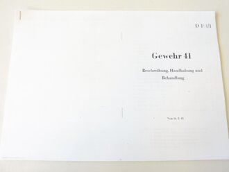 REPRODUKTION, D 191/1, Gewehr 41- Bechreibung, Handhabung...