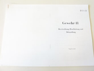 REPRODUKTION, D 191/1, Gewehr 41- Bechreibung, Handhabung und Behandlung