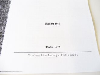 REPRODUKTION, L.Dv.5601, Beschreibung und Bedienungsvorschrift für das M.G. 07/24 als Erd- und Fla- MG, Ausgabe 1940, Kopie von 24 Seiten + Anlage