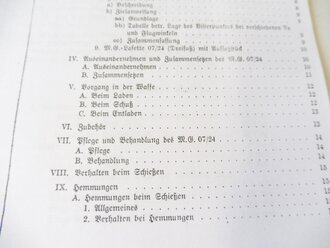 REPRODUKTION, L.Dv.5601, Beschreibung und Bedienungsvorschrift für das M.G. 07/24 als Erd- und Fla- MG, Ausgabe 1940, Kopie von 24 Seiten + Anlage