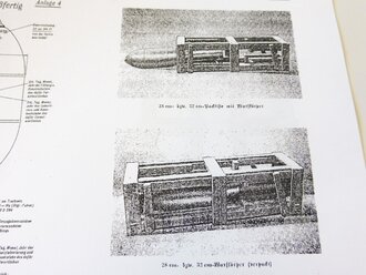 REPRODUKTION, D444/2839, Die Munition des 28/32 cm Nebelwerfers 41, schweren Wurfrahmens 40 am gep Zgkw, schweren Wurfgeräts 40 und schweren Wurfgeräts 41, vom 1.1.1943, Kopie von 27 Seiten + Anlagen