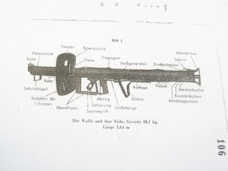 REPRODUKTION, D1864/1, Panzerschreck, 8,8 cm R PzB 54 mit 8,8 R PzBGr 4322, Gebrauchsanleitung vom 7.6.1944, Kopie von 31 Seiten