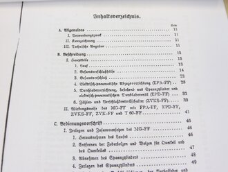 REPRODUKTION, L.Dv.113/1, Entwurf einer Beschreibung und Bedienungsvorschrift des MG-FF (2-cm Flugzeug-MG-FF) Ausführung A, Teil 1, datiert 1938, Kopie von 83 Seiten, A4