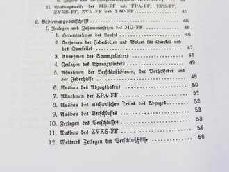 REPRODUKTION, L.Dv.113/1, Entwurf einer Beschreibung und Bedienungsvorschrift des MG-FF (2-cm Flugzeug-MG-FF) Ausführung A, Teil 1, datiert 1938, Kopie von 83 Seiten, A4