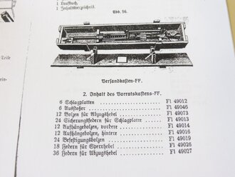 REPRODUKTION, L.Dv.113/1, Entwurf einer Beschreibung und Bedienungsvorschrift des MG-FF (2-cm Flugzeug-MG-FF) Ausführung A, Teil 1, datiert 1938, Kopie von 83 Seiten, A4