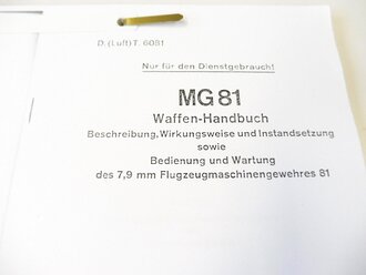 REPRODUKTION, D.(Luft)T.6081,MG81 Waffen-Handbuch, Teil 1, Kopie von 100 Seiten, A4, datiert 1941