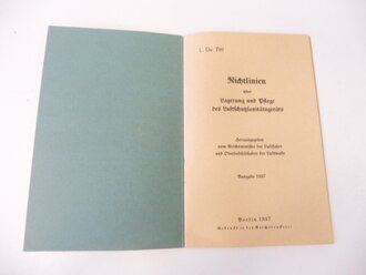 L.Dv.781, Richtlinien über Lagerung und Pflege des Luftschutzsanitätsgeräts, datiert 1937, 14 Seiten, A6