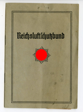 Mitgliedsausweis Reichsluftschutzbund der Landesgruppe Württemberg-Baden, Ortsgruppe Esslingen-Neckar, datiert 1937