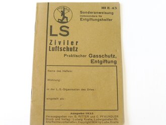 Sonderanweisung insbesondere für Entgiftungshelfer, Ausgabe 1935, DIN A6, 24 Seiten