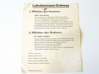 Plakat Luftschutzraum-Ordnung, A3