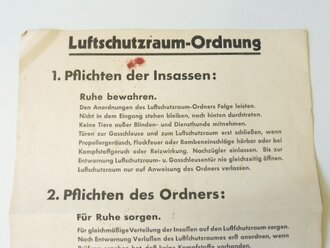 Plakat Luftschutzraum-Ordnung, A3