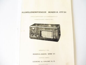 KOPIE/ REPRODUCTION Beschreibung " Allwellenempfänger Minerva 499SH"  47 Seiten plus Anlagen, DIN A4