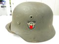 Stahlhelm M40 Polizei mit beiden Abzeichen. Zusammengehöriges Stück, in allen Teilen Original