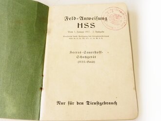 Feld Anweisung zum " Heeres Sauerstoff Schutzgerät" datiert 1917. Reich bebildert, 84 Seiten