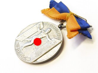 Tragbare Medaille " Verein der Kegler von Kaiserslautern" Die Saar ist frei 1935 ! Durchmesser 35 mm