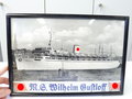 M.S. Wilhelm Gustloff, Mützenband und Foto oder Druck, Original gerahmt, Maße 20 x 29cm