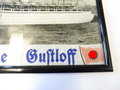 M.S. Wilhelm Gustloff, Mützenband und Foto oder Druck, Original gerahmt, Maße 20 x 29cm