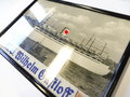 M.S. Wilhelm Gustloff, Mützenband und Foto oder Druck, Original gerahmt, Maße 20 x 29cm