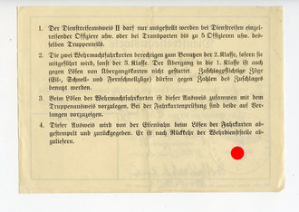 Dienstreiseausweis II datiert 1939