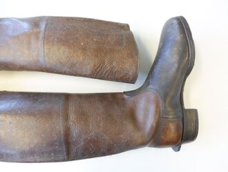 Paar Mannschaftsstiefel für Berittene Wehrmacht. Ungeschwärztes Paar, nur minimal getragen. Weiches Leder, Sohlenlänge 30cm