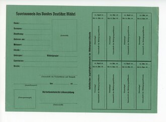 Sportausweis des BDM, Neuwertig, nicht ausgefüllt