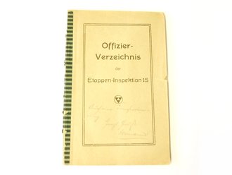 Offizier Verzeichnis der Etappen Inspektion 15 Stand 1917