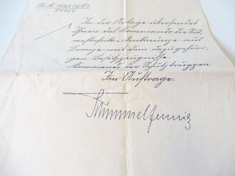 Kommando der Schutztruppen, Anschreiben bzgl. übersendung der Südwestafrika Denkmünze mit dazugehörigem Besitzzeugnis datiert 1907