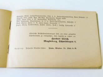 Mitgliederliste mit anhängendem Geburtstagsverzeichnis vom Offizier Zusammenschluß R.I.R. 52 Ausgabe 1937