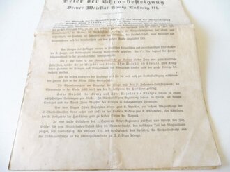 Eintrittskarte und Programm für die Feier der Thronbesteigung seiner Majestät König Wilhelm III im November 1913