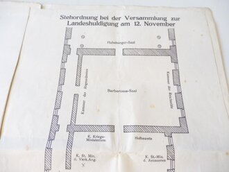 Eintrittskarte und Programm für die Feier der Thronbesteigung seiner Majestät König Wilhelm III im November 1913