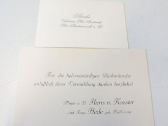Großadmiral Hans von Köster, Konvolut Einladungen, Visitenkarten usw. aus seinem persönlichen Besitz