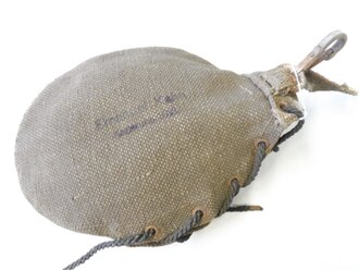 1. Weltkrieg Feldflasche mit Bezug aus Ersatzmaterial