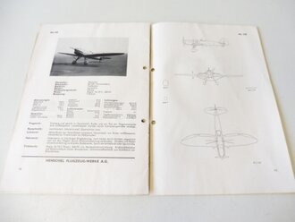 Baumustertafeln der Henschel-Flugzeuge, 15 Seiten, Maße etwas unter A4