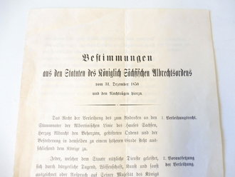 Sachsen, Bestimmungen aus den Statuten des Königlich sächsischen Albrechtsordens vom 31. Dezember 1850