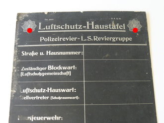 Luftschutz Haustafel, Pappe 33 x 47cm