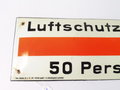 Emailschild " Luftschutzraum 4 - 50 Personen" 42 x 15cm, leuchtet im Dunkeln