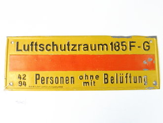 Blechschild Luftschutzraum 185 F-G Originallack, 42 x 15cm