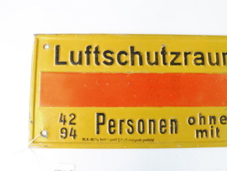 Blechschild " Luftschutzraum 185 F-G" Originallack, 42 x 15cm