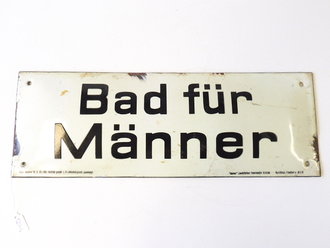 Luftschutz Emailschild " Bad für Männer" 42 x 15cm, leuchtet im Dunkeln