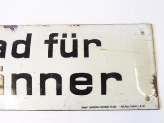 Luftschutz Emailschild " Bad für Männer" 42 x 15cm, leuchtet im Dunkeln