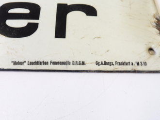 Luftschutz Emailschild " Bad für Männer" 42 x 15cm, leuchtet im Dunkeln