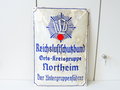 Emailschild " Reichsluftschutzbund Orts-Kreisgruppe Northeim, Der Untergruppenführer " 65 x 45cm, stark restauriert