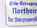 Emailschild " Reichsluftschutzbund Orts-Kreisgruppe Northeim, Der Untergruppenführer " 65 x 45cm, stark restauriert