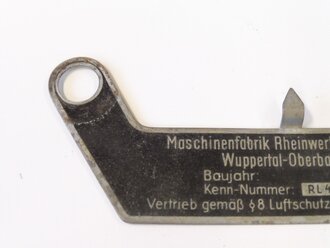 Typenschild für Luftschutzgerät 11,5 x 4cm