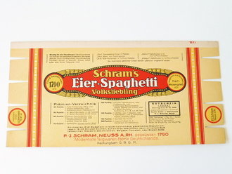 Verpackung " Schram´s Eier Spaghetti Volksliebling" unbenutztes Firmenmuster