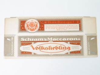 Verpackung "  Schram´s Maccaroni "  Maße  14 x 31cm, ungebrauchtes Firmenmuster