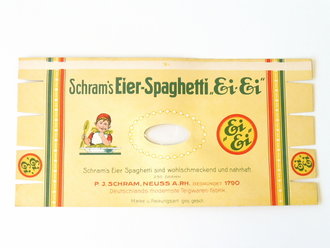 Verpackung "  Schram´s Eier Spaghetti "  Maße  14 x 29cm, ungebrauchtes Firmenmuster