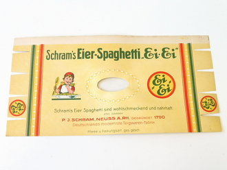 Verpackung "  Schram´s Eier Spaghetti "  Maße  14 x 29cm, ungebrauchtes Firmenmuster